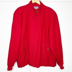 Vintage Pendleton Wool Bomber Jacket Red Oversized XL Zip Front Coat short warm